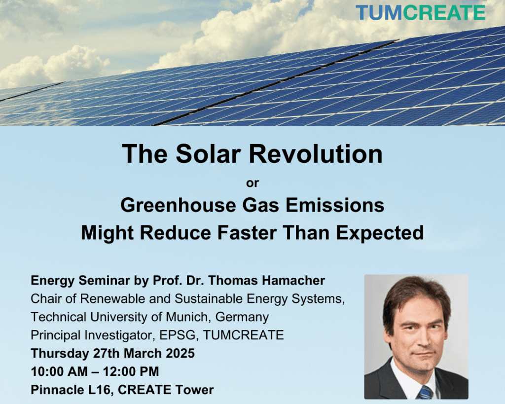 TUMCREATE Prof Hamacher Seminar 27th march 2025 banner