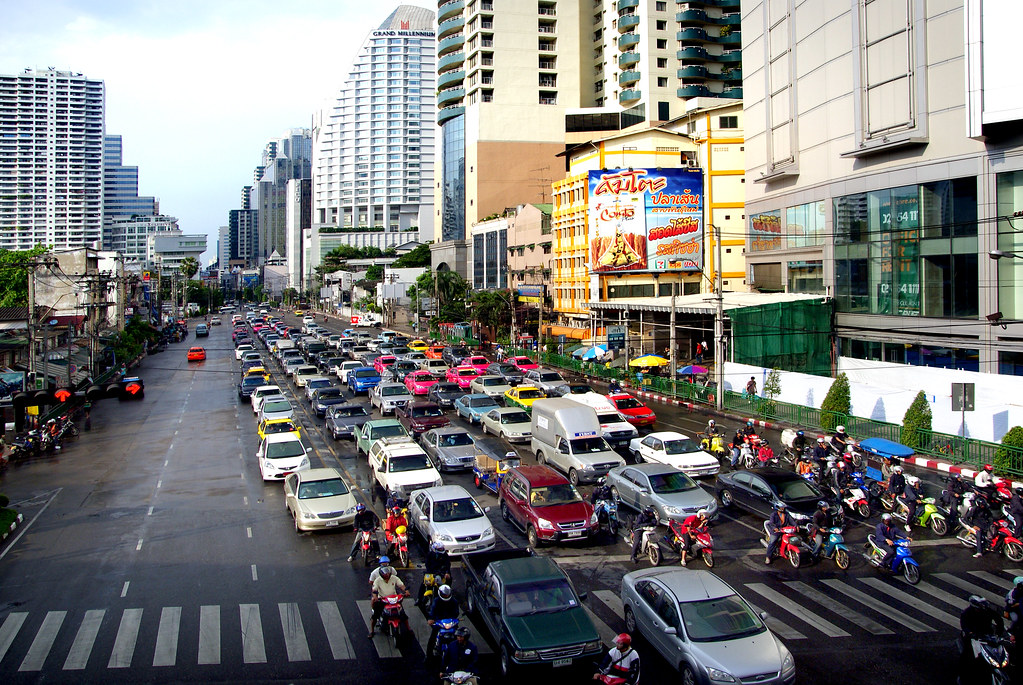 Dense city traffic representing integrated transport, energy and emissions modelling